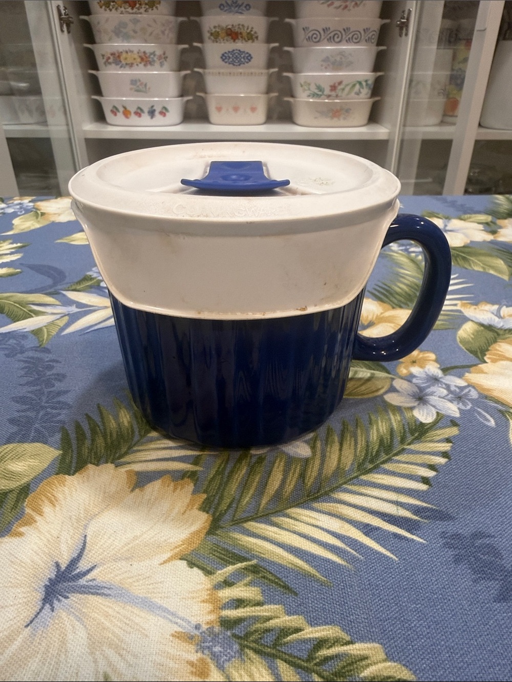 Corningware Blue Stoneware Bowl with Cream Rim